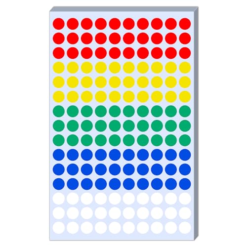 2100 Stück - 10mm Klebepunkte Bunt, Bunte Punkte Aufkleber Runde Markierungspunkte Sticker - 5 Farben von TownStix