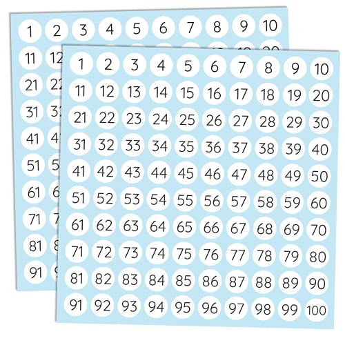 75 Blatt - 1-100 Zahlen Nummern Aufkleber Sticker Klebezahlen - 10mm, 7500 Stück von TownStix