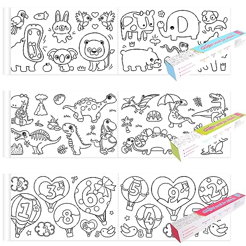 Towviy 3 Rolle Zeichnungsrolle für Kinder, 30cm * 3m Schneidbare Malpapier Rolle 3 Stile Zeichenrolle Kinder DIY Malerei Malrolle Coloring Paper Roll für DIY Graffit KinderGeschenk(Tier Dinosaurier) von Towviy