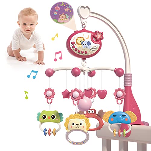 Towwoo Mobile Baby, Musik Mobile Babybett mit Musik und Licht und Projektor, Mobile Baby Spieluhr mit 400 Melodien für Jungen Mädchen, Baby Einschlafhilfe Musikspielzeug für Neugeborene 0-24 Monate von Towwoo