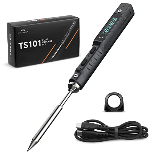 Towwoo Original TS101 Lötkolben, 65W Tragbar Intelligente Temperaturregelung LED Display Soldering Iron Station, DC5525 12-24V Power Interface, für Reparaturen Elektrotechnik von Towwoo