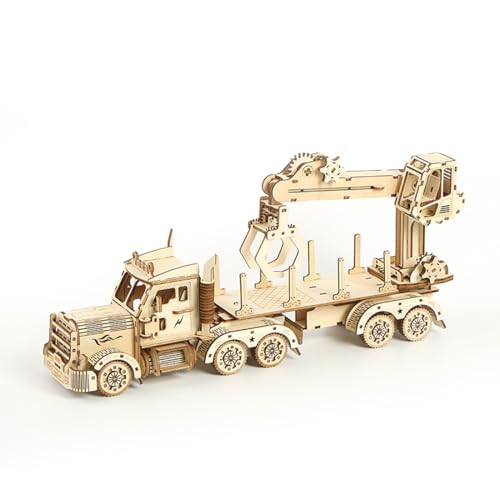 ToyGhillied 3D LKW Kran Holzpuzzle Modellbausatz, 428 Teile DIY Holz Puzzle Modellbau, Selbstmontage Mechanisches Holzbausatz Weihnachten Deko Bildung Erwachsene von ToyGhillied