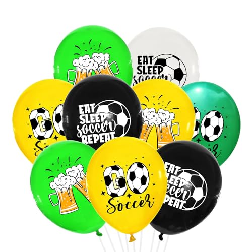 18 Stück Fußball Ballons, Fußball Druck Ballons Latex Fußball Ballons Geburtstag Ballons Sport Themed Party Dekorationen Ballons Fußball Party Ballons Partyzubehör für Kinder von Toyhood