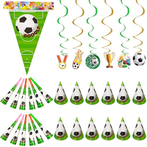 31 Stück Football Party Dekorationen, Fußball Sportspielparty Vorräte, Einschließlich Papierhorn Spiraldekor, Fußball Goool Party -Banner, Fußballthema Kindergeburtstagsfeier für Fußballparty von Toyhood