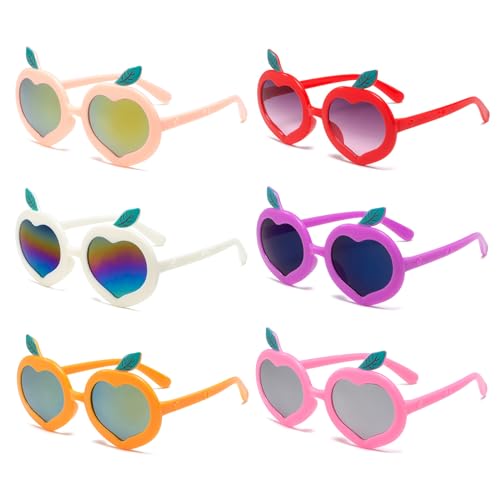 Toyhood 6 Stück Herz geformt Kind Sonnenbrille, niedlich Pfirsiche Party Sonnenbrille, Party Favors Gläser, Sommer Party Fancy Dress Kostüm Photo Booth Requisiten, für Kinder Fancy Dress Kostüm Party von Toyhood