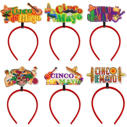 Toyhood 6 Stück Stirnband Sombrero Filz Fiesta, Mexico Fiesta Photo Booth Prop, für mexikanischen Karneval, Tag der Toten, Cinco De Mayo Party Decoration Supplies von Toyhood