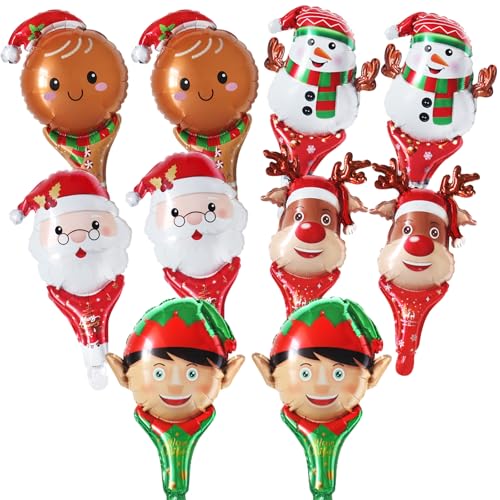 Weihnachten Folienballons, 10 Stück Weihnachten Ballons Dekorationen Weihnachtsmann Schneemann Elch Lebkuchen Aluminiumfolie Ballons Weihnachts Luftballons für Xmas Party Urlaub Dekoration von Toyhood