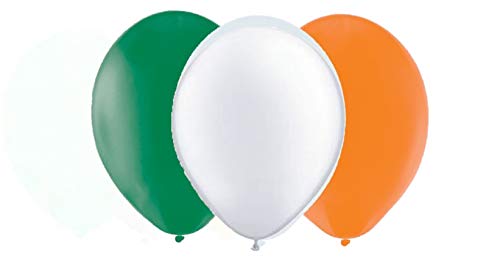 Packung mit 12 St. Patrick's Latexballons - 4 Grüne, 4 Weiße, 4 Orangefarbene 12 "-Ballons - Partydekorationen von Toyland