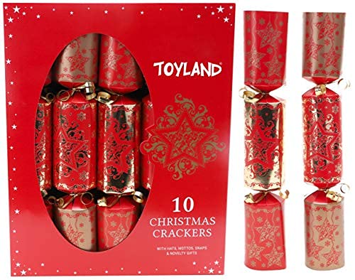 Toyland® 10 Deluxe Gold und Rot – Hüte, Mottos und originelles Geschenk inklusive – Druckknopf Nicht inklusive – Tischdekoration von Toyland