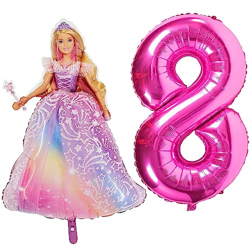 Toyland® Barbie-Folienballon-Set – 1 x 42-Zoll-Ballon in Charakterform und 1 x 40-Zoll-Zahlenballon – Partydekorationen für Kinder von Toyland