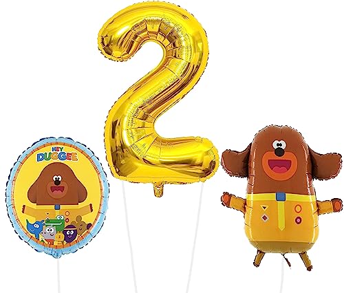 Toyland® Hey Duggee Folienballon-Set – 1 x 25 Zoll großer Ballon in Charakterform, 1 x 18 Zoll runder Folienballon und 1 x 40 Zoll großer Zahlenballon – Partydekorationen für Kinder von Toyland