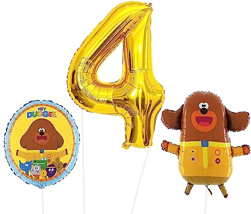 Toyland® Hey Duggee Folienballon-Set – 1 x 25 Zoll großer Ballon in Charakterform, 1 x 18 Zoll runder Folienballon und 1 x 40 Zoll großer Zahlenballon – Partydekorationen für Kinder von Toyland