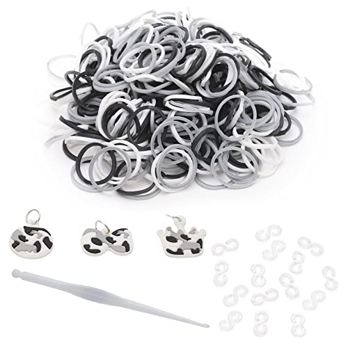 Toyland® Loom Band Nachfüllpackung – 300 Loom Bands mit Clips, Anhängern und Haken inklusive (Schwarz & Weiß) von Toyland