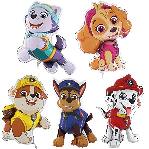 Toyland® Packung mit 5 Paw Patrol Folienballons – Chase, Everest, Marshall, Rubble & Skye Charakter Folienballons – Kinder Party Ballons von Toyland