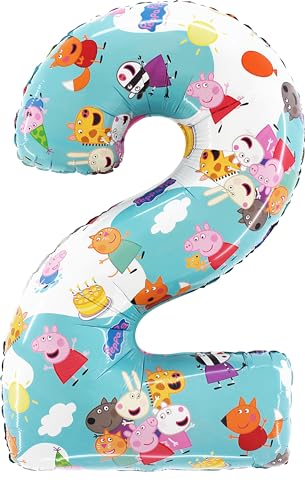 Toyland® Peppa Pig & Friends Folienballon mit Zahlen, 66 cm, Kinder-Party-Luftballons – Nummer 1–6 erhältlich von Toyland