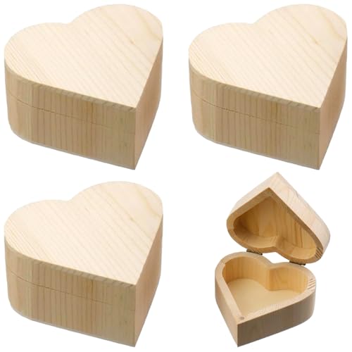 4 Stück herzförmige Holz-Geschenkbox, Kiefernholz, Bastelbox, unlackiert, mit Scharnierdeckel und Adsorptivverschluss, DIY Andenken-Box 4 Stück herzförmige Holz-Geschenkbox, Kiefernholz, Bastelbox, unlackiert, mit Scharnierdeckel und Adsorptivverschluss, DIY Andenken-Box von Toyosport