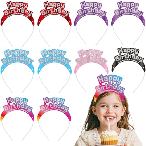 24 Stück 6 Farben Geburtstag Haarband Geburtstag Kronen Geburtstag Stirnband Geburtstagskrone Partyhüte Geburtstag Dekoration Kopfbedeckung Kopfschmuck Tiara Alles Gute zum Geburtstag Zubehör Kinder von Toyssa