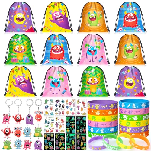 Monster Geburtstag Mitgebsel Kindergeburtstag 4 5 6 7 8 Jahre Gastgeschenke mit Geschenktüten Kindergeburtstag Leuchtendes Tattoo Schlüsselanhänger Silikonarmbänder Party Mitbringsel Junge Kinder von Toyssa