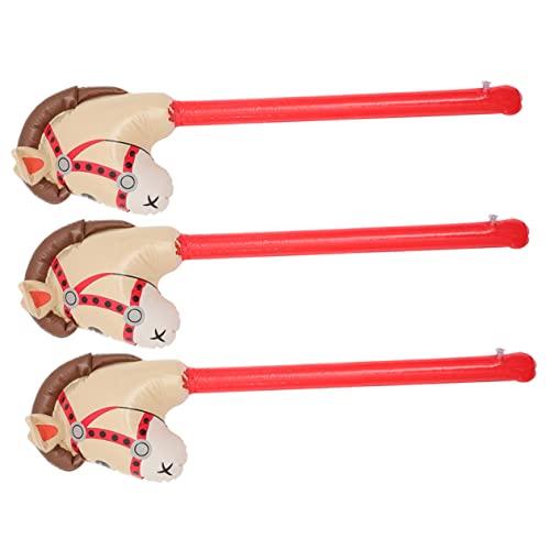 3 Stück Aufblasbarer Pferdekopf-Stick Mini-Geschenke -Dekorationen Sportballons Spielzeug Hammer Aufblasbares Pferdespielzeug Niedliche Pferdekopf-Sticks Kleiner von Toyvian