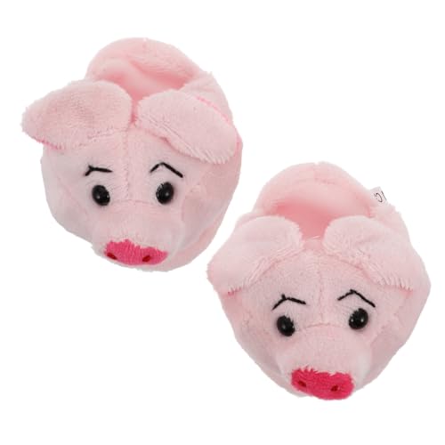 Toyvian 1 Paar Schuhe Mini-Puppen Cartoon-Hausschuhe Puppen-Winterkleidung Puppenhaus-miniaturen Kleidung Für Mädchenpuppen Schuhe Für Puppen Babydoll-Schuhe Winterzubehör Rosa Plüsch von Toyvian