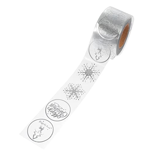 Toyvian 1 Rolle Schneeflocke-Karten-Aufkleber kühlschrankaufkleber Cute Sticker Weihnachtsschneeflocke weihnachtsanhänger Aufkleber Weihnachts-Tags Etiketten Festival-Sticker-Schmuck PVC von Toyvian