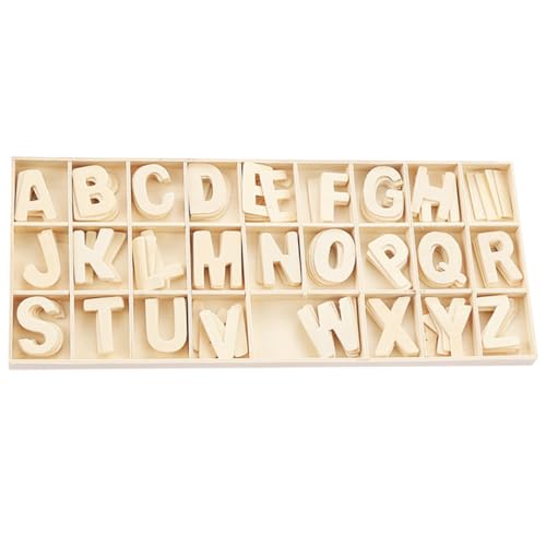 Toyvian 1 Satz Alphabet dekorative Holzspäne Stielspielzeug Babyspiele Kinderspielzeug holzspielzeug buchstaben lernen Fotografie-Requisiten Englische Holzbuchstaben hölzern Beige von Toyvian