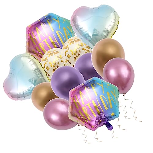 Toyvian 13 Stücke Aluminium Folie Latex Ballons Glücklich Geburtstag Set Dekorative Party Dekorationen Weiß Tüll von Toyvian