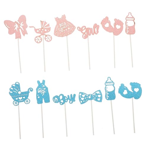 Toyvian 1 Satz Geschlecht offenbaren Requisiten Babykuchen Braut Kuchen Geschlecht offenbaren Topper Kuchen Dekorationen Kuchendeckel Babyparty Cupcake-Topper für Mädchen Papier von Toyvian