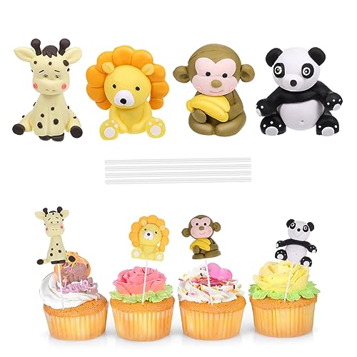 Toyvian 1 Satz Kucheneinsatz Geburtstagsdeko Kindergeburtstags Dekoration Affen-cupcake-topper Plüsch Geburtstagstorte Cupcake-dekoration Zum Geburtstag Pvc 4 Stück von Toyvian