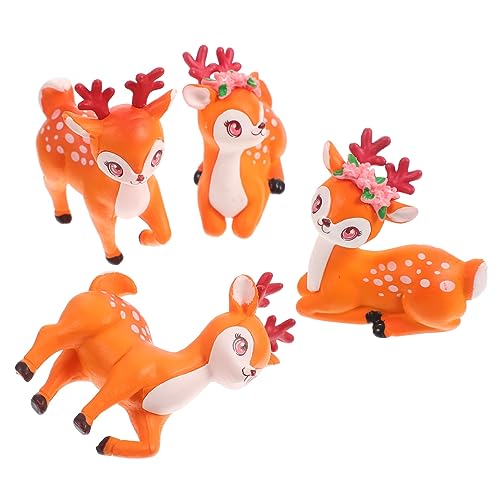 Toyvian 1 Satz Mikro Landschaftsornament Rentier Zwerg Hirsch Cupcake Topper Ornamente Miniatur DIY Handwerk Hirsch Dekorationen Tierstatuen Cartoon Miniatur Hirsch Figuren Kit Pvc 4 Stück von Toyvian