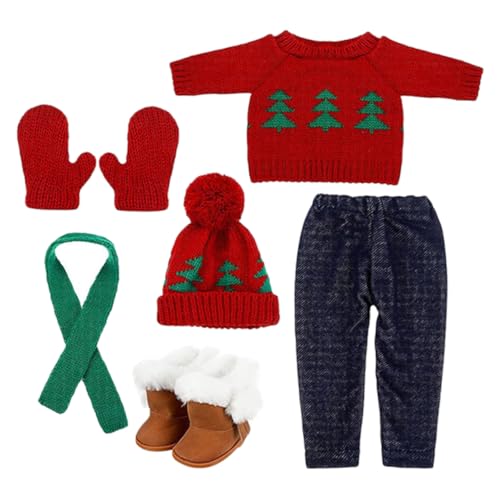 Toyvian 1 Satz Puppe Weihnachtskostüm weihnachtliche Strickmütze schönes Puppenkostüm Puppenkleidung Festliche Kleidung Weihnachtspullover kleines Puppenkostüm Puppenhutdekorationen von Toyvian