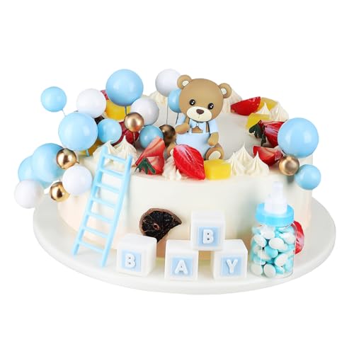 Toyvian Bär Kuchen Topper Baby Dusche Dekorationen Kuchen Topper Set Junge oder Mädchen Kuchen Topper für Geburtstag Party von Toyvian