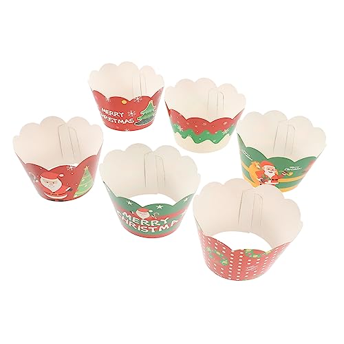 Toyvian 1 Satz Weihnachtsdekorationsrand Dekorationen Kuchendeckel Halloween Grad Hochzeitstorte Topper Fiesta Geschlecht Offenbaren Dekoration Cupcake-boxen Essbar 250 G Weißer Karton 6st von Toyvian