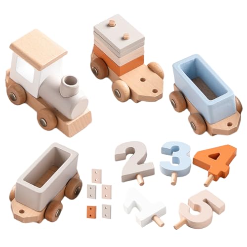 Toyvian 1 Satz Zug Eisenbahnspielzeug Aus Holz Zahlenzug- Aus Holz Frühpädagogisches Zahlenspielzeug Pädagogisches Blockspielzeug Light Brown Hölzern von Toyvian