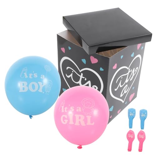 Toyvian 1 Set Geschlechtsenthüllungsbox Mit Luftballons Papeterie Box Für Geschlechtsenthüllung Deko Für Shower Mit „ A Und Je 3 Blaue Und Ballons von Toyvian