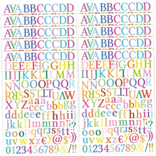 Toyvian 10 Blätter Alphabet-Aufkleber Vinyl Sticker Vinyl Aufkleber Muttertag Sticker Muttertag Aufkleber Sticker für Kalender Nummernschilder Alphabet-Etiketten Buchstabenaufkleber von Toyvian