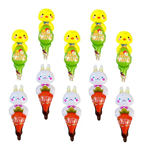 Toyvian 10 Stücke Ostern Aufblasbare Stifte Party Ballon Sticks Kaninchen Küken Aufblasbares Spielzeug von Toyvian