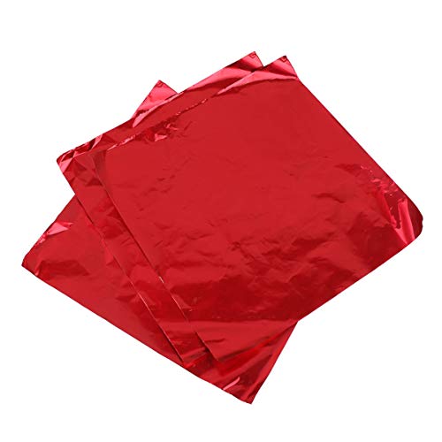 Toyvian 100 Blatt Blattgold Aluminiumfolie Papier Goldfolie Papier Schokolade Geschenkpapier für Zuhause Geschäft rot von Toyvian