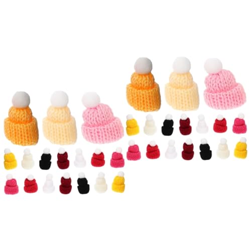 Toyvian 100 STK Mini-Mütze Mini Strickmützen Puppenhüte Ornamente Hüte Mini-Hutverzierungen Mini-Wollmütze Weihnachtsmützen Bastelhutverzierungen selber Machen Bastelhüte Polyester von Toyvian