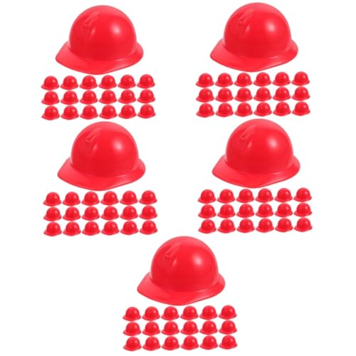 Toyvian 100 Stk Spielzeughelm Miniaturpuppen-Bauhut Schutzhelme für Puppen Puppenhelme Puppenkleidung Accessoires Puppenhüte Miniaturpuppenhut Plastikpuppen-Schutzhelm Abs rot von Toyvian