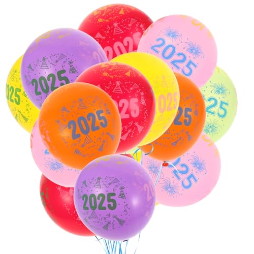 Toyvian 100 Stück Frohes Neues Jahr Luftballons 2025 Silvester Partyzubehör 2025 Silvester Party Luftballons 2025 Für 2025 Neujahr Frühlingsfest Feier Weihnachtsfeier Dekorationen von Toyvian