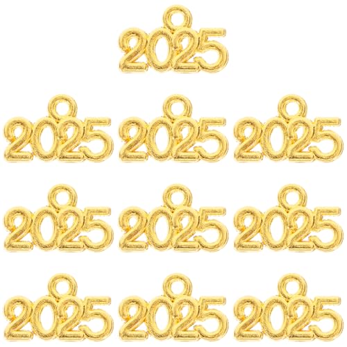 Toyvian 100St Schlüsselanhänger-Schmuck Dekoration Abschlussanhänger 2025 geburtstagsgeschenk für schmuckherstellung zubehör 2025 Armbandanhänger Schmuckdekore Zinklegierung Golden von Toyvian