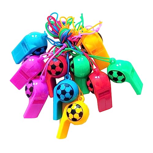 Toyvian 100st Fußball Pfeife Fußballpfeifen Gefallen Fußball-partygeschenke Fußballgeschenke Fußballpfeifen in Großen Mengen Pfeifen Mit Lanyard Gastgeschenke Zum Thema Fußball Plastik von Toyvian