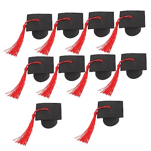 Toyvian 10St Mini-Junggesellenhut personalisierte Abschlusstorte Topper Partydekorationen nähen abschlussfeier graduation cap kistenverschluss kauspielzeug Mini-Doktorand Papier rot von Toyvian