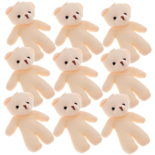 Toyvian 10St Teddybär-Puppe Kuscheliger Plüschbär gewichtete Kuscheltiere Plüsch Schlüsselanhänger Kuscheltier Aufbewahrung klein Bärendekor Kleidung Hut- -Fleece Weiß von Toyvian