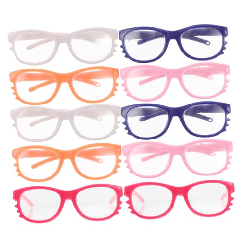 Toyvian 10st Puppe Brille Puppe Haustier Brille Weihnachtsfeier Requisiten Bastelbrille Requisiten Für Die Weihnachtsfotokabine -Lesebrille-Puppe Runde Kunststoffgläser Plastik von Toyvian