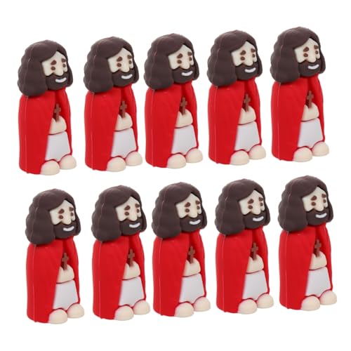 Toyvian 12St Jesus-Statue Jesus Statue Kleine Jesusstatue Kirche Gebet Souvenirs Kleine Jesus Statue für Schule Mini-Religionsfiguren Gastgeschenke zur Taufe Plastik rot von Toyvian