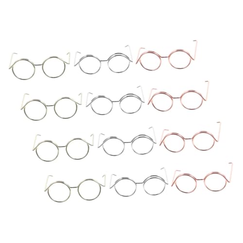 Toyvian 12St Puppenbrille Lesebrille für Puppen Katzenbrille Katzen-Sonnenbrille doll Accessories puppenhauszubehör Brillenrequisiten zum Anziehen entzückende Mini-Brille Kupferkabel von Toyvian