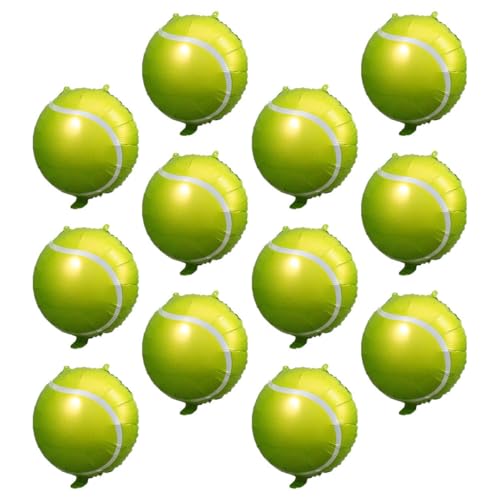 Toyvian 12St Tennisballon sphärische Luftballons Sportballons Tennis-Thema Zahlenballons Blase aufblasbarer ball dekorativer Luftballon Tennisballballons für Party Aluminiumfolie Green von Toyvian