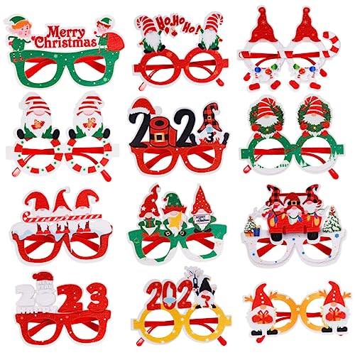 Toyvian 12st Brille Für Die Weihnachtsfeier Weihnachtslichter Weihnachten Weihnachtsbedarf Weihnachts-sonnenbrille Weihnachtsfeier Brille Weihnachtsstirnbänder Party Filzstoff von Toyvian